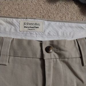 St. John's Bay Men's Chino Pants Size 42x36 Classic Fit Tan Khaki Pants